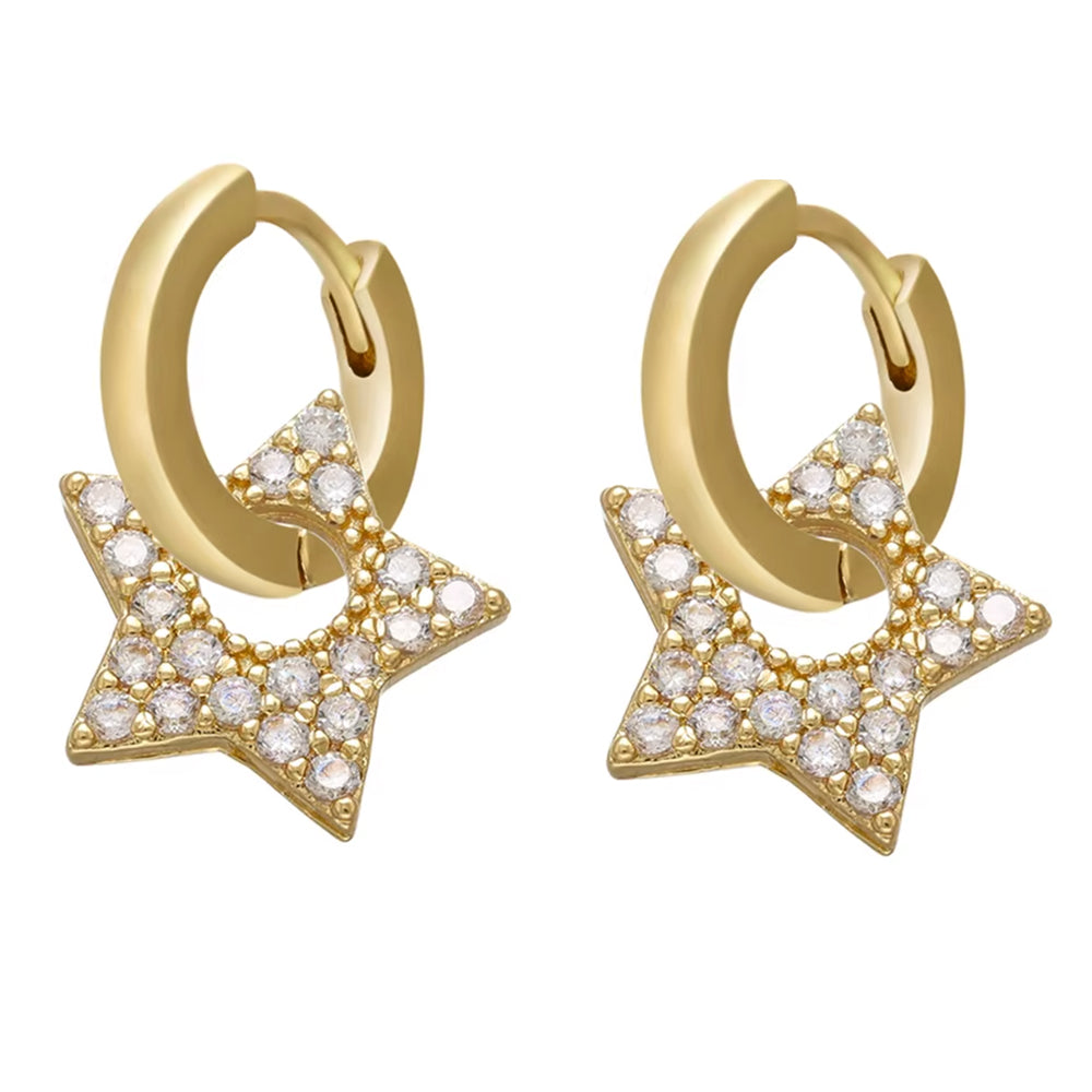 y2k star drop hoops earrings boogzel clothing