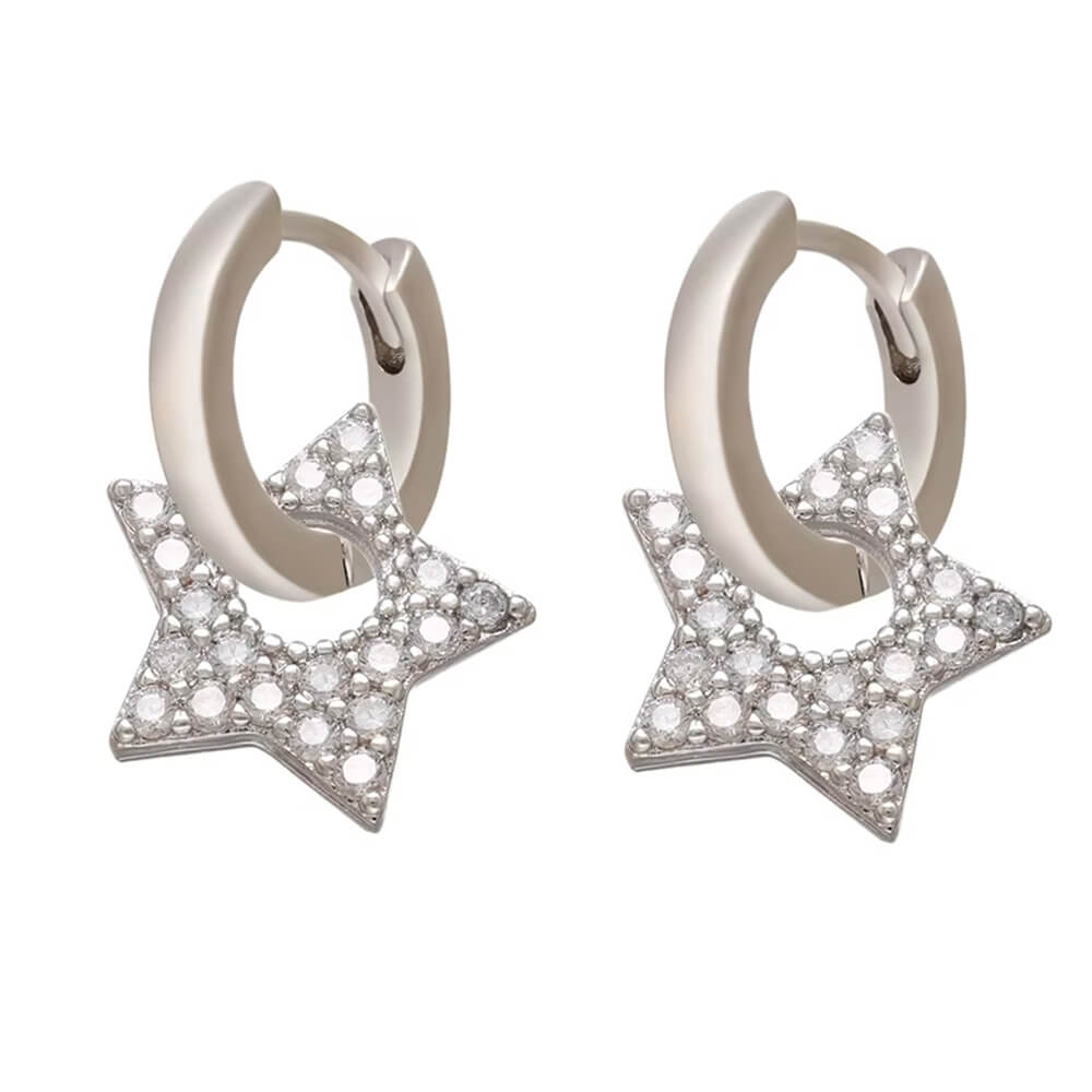 y2k star drop hoops earrings boogzel clothing