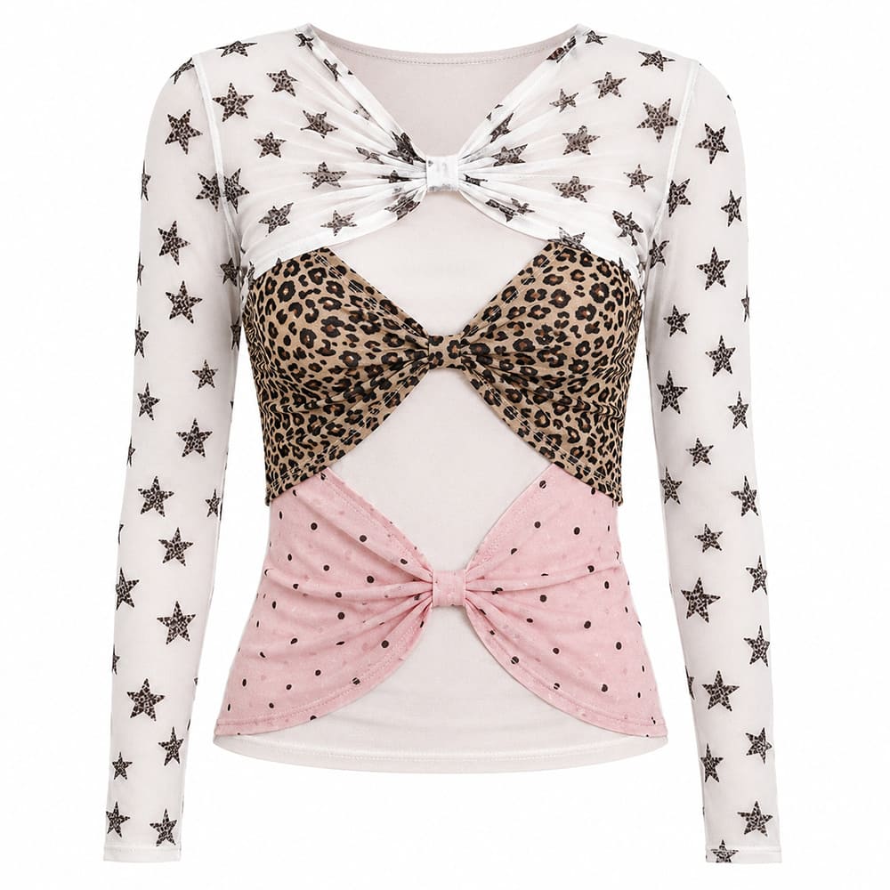 y2k star mesh long sleeve top boogzel clothing