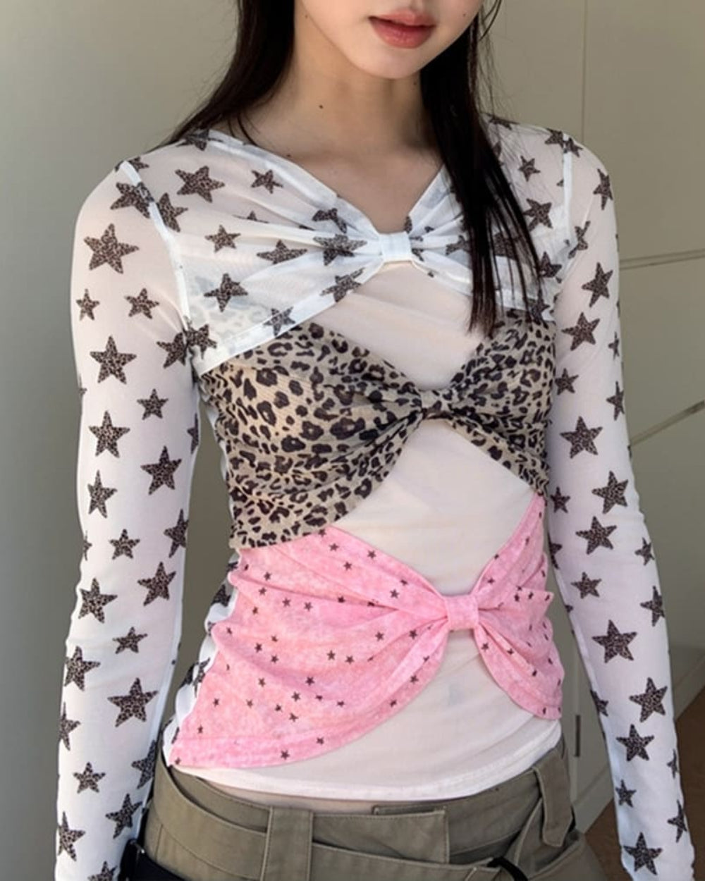 y2k star mesh long sleeve top boogzel clothing