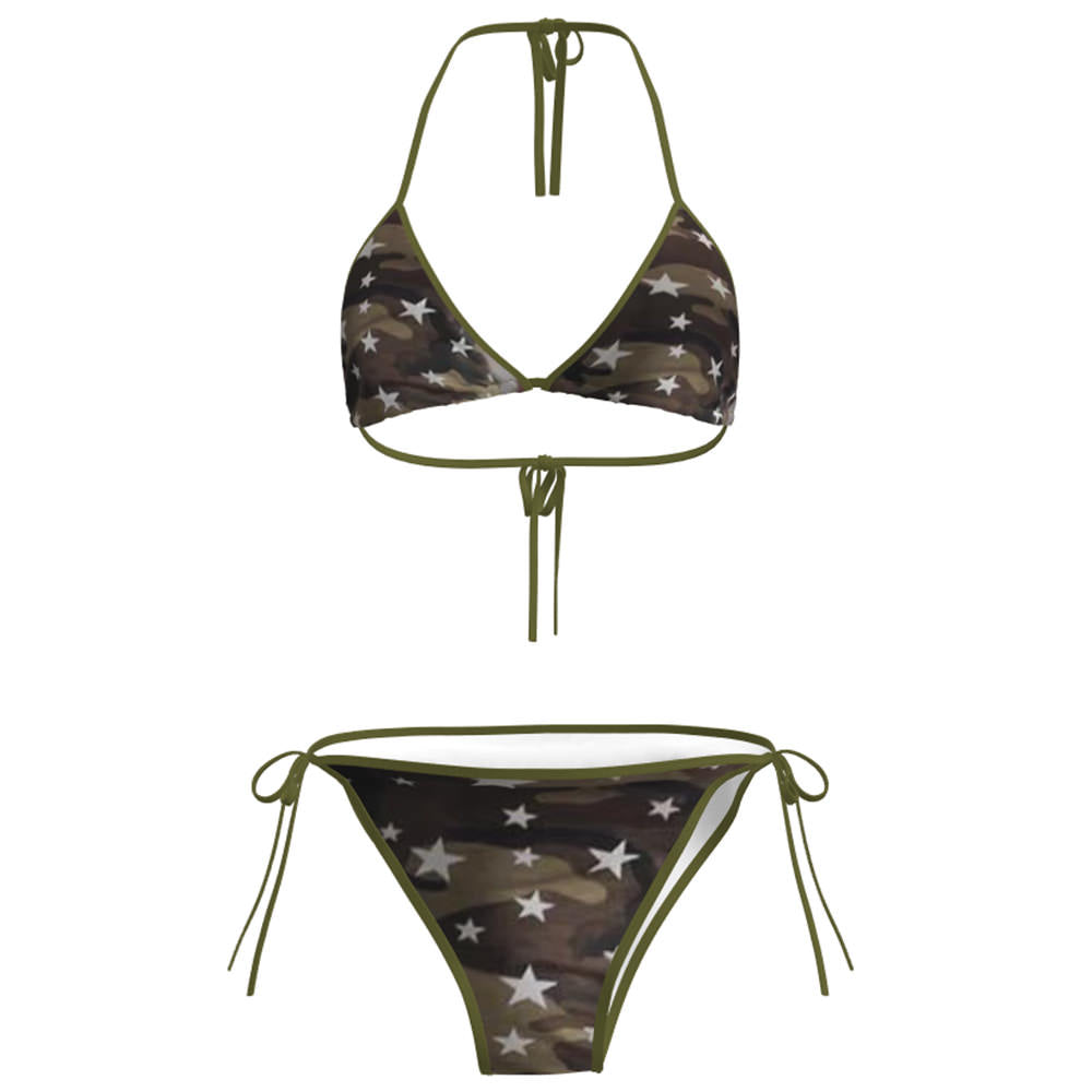y2k star pattern camo bikini set boogzel clothing