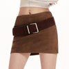 y2k suede belted mini skirt boogzel clothing