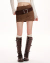 y2k suede belted mini skirt boogzel clothing