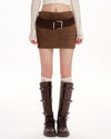 y2k suede belted mini skirt boogzel clothing