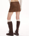 y2k suede belted mini skirt boogzel clothing