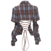 y2k western lace up backless plaid shirt boogzel clothing