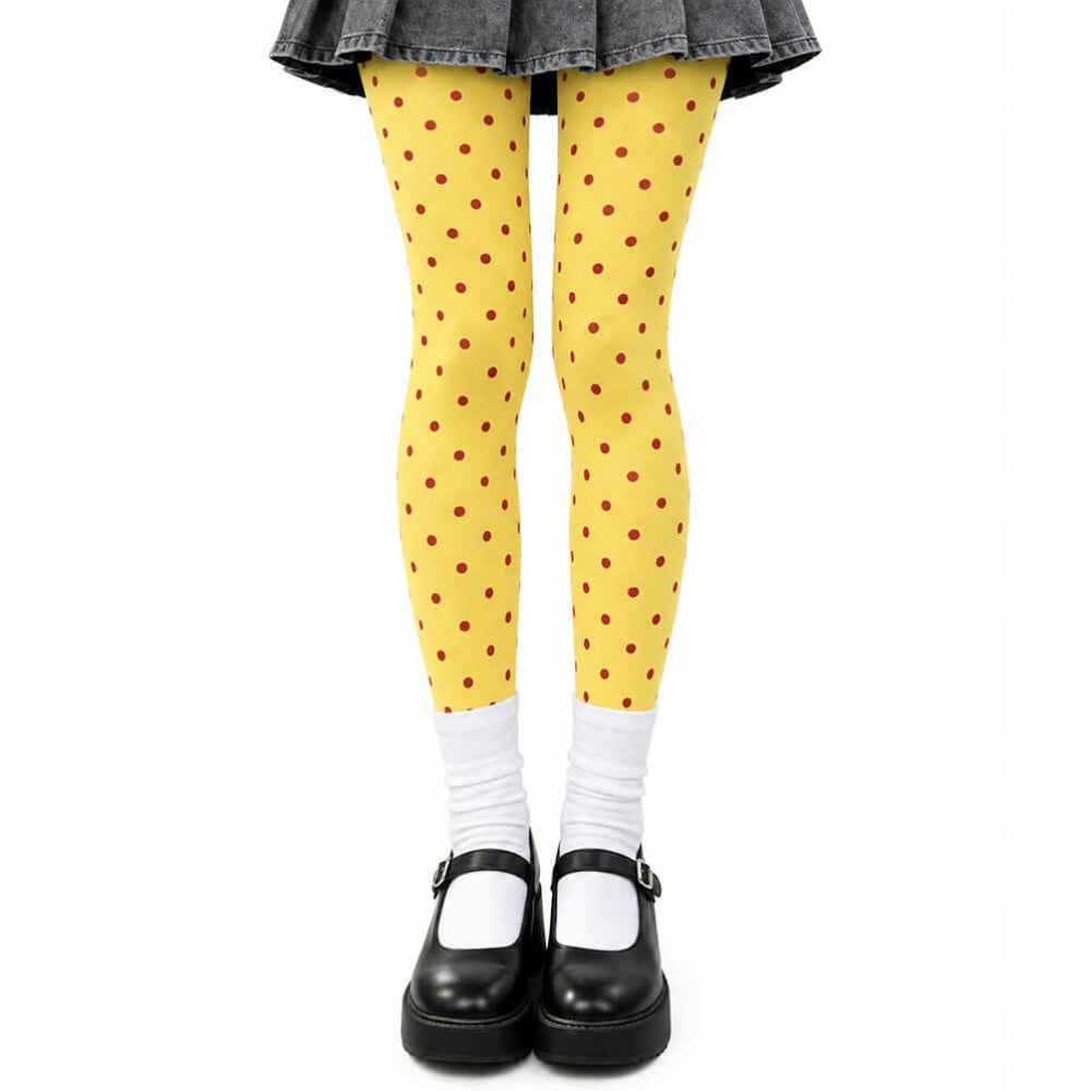 yellow and red polka dot tights boogzel clothing