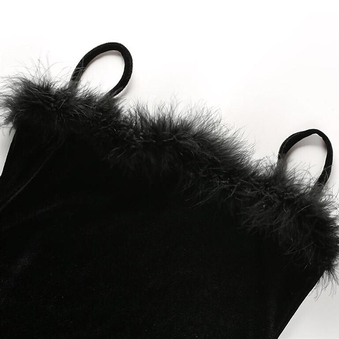 black velvet furry dress boogzel apparel
