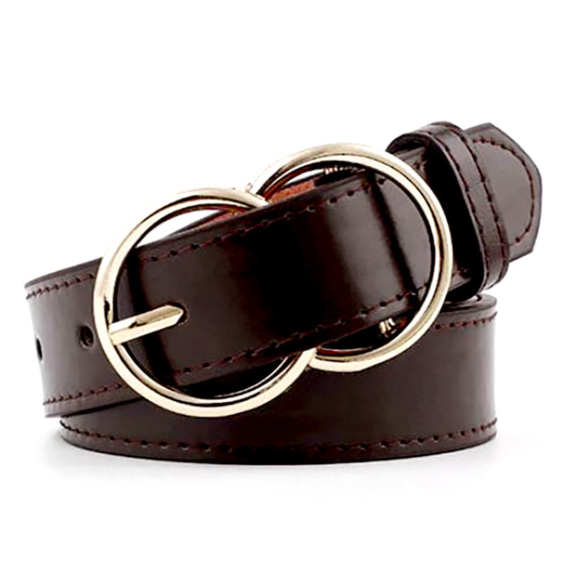 Shop Brown Double Ring Buckle Belt at Boogzel Apparel 