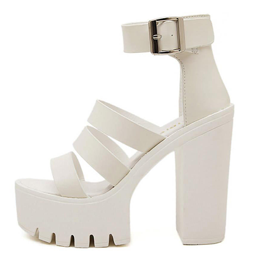white buckle platform sandals boogzel apparel
