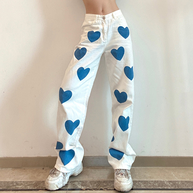 heart print wide pants boogzel apparel