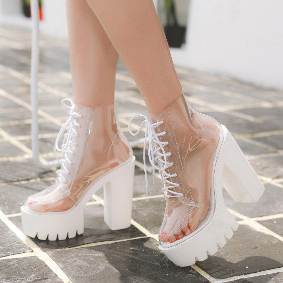 Clear Lace Up Heels