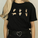 hands embroidery t-shirt