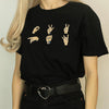 hands embroidery grunge outfit t-shirt