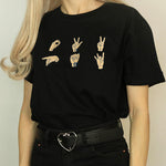 hands embroidery grunge outfit t-shirt