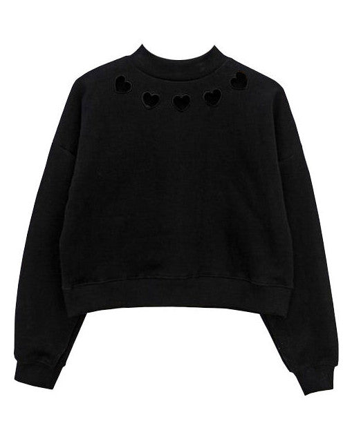 Heart Cut Out Sweatshirt black boogzel apparel