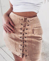 Lace Up Faux Suede Skirt boogzel