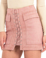 Lace Up Faux Suede Skirt usa