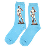 Michelangelo David Statue Socks boogzel apparel blue painting