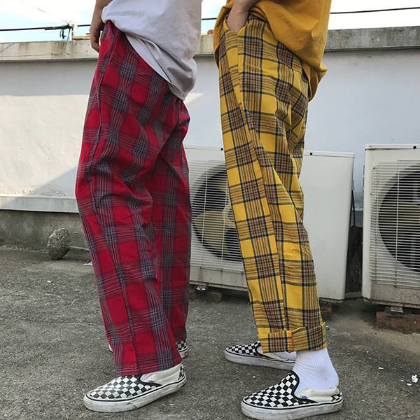 90s yellow plaid pants boogzel apparel