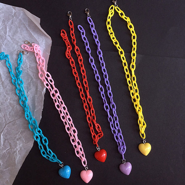 pastel chain  heart necklace 2000's