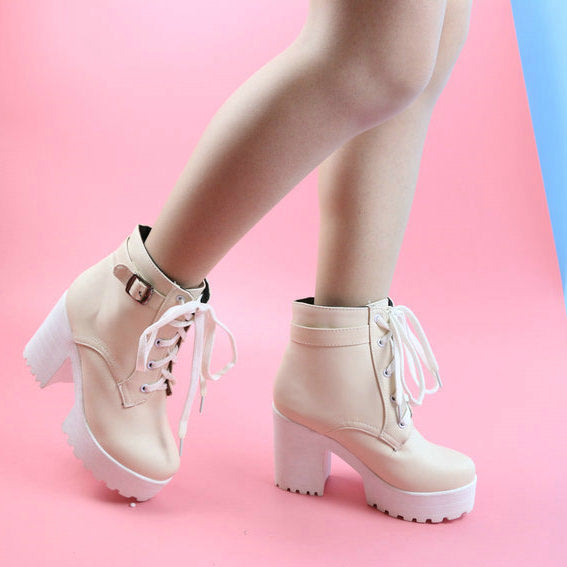 Shop Pink Heeled Ankle Boots at Boogzel Apparel 