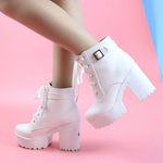 Buy Pink Heeled Ankle Boots at Boogzel Apparel Free Shipping