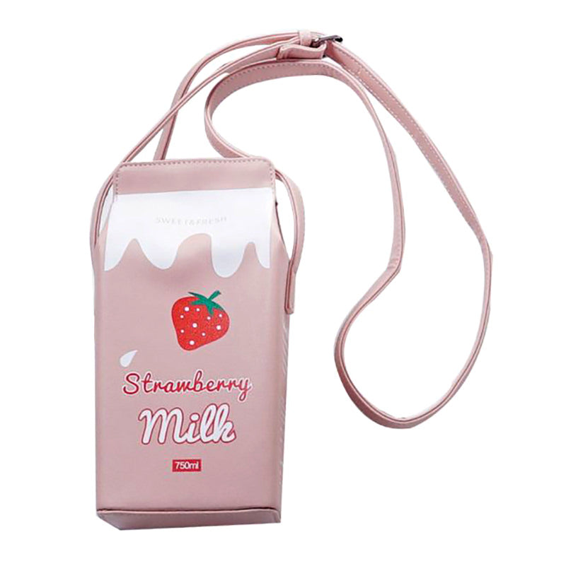 Ondeam Cute Strawberry Milk Box CrossBody Purse Bag,PU Phone Shoulder  Wallet for Women Girl, Caom, Medium : Amazon.in: Shoes & Handbags