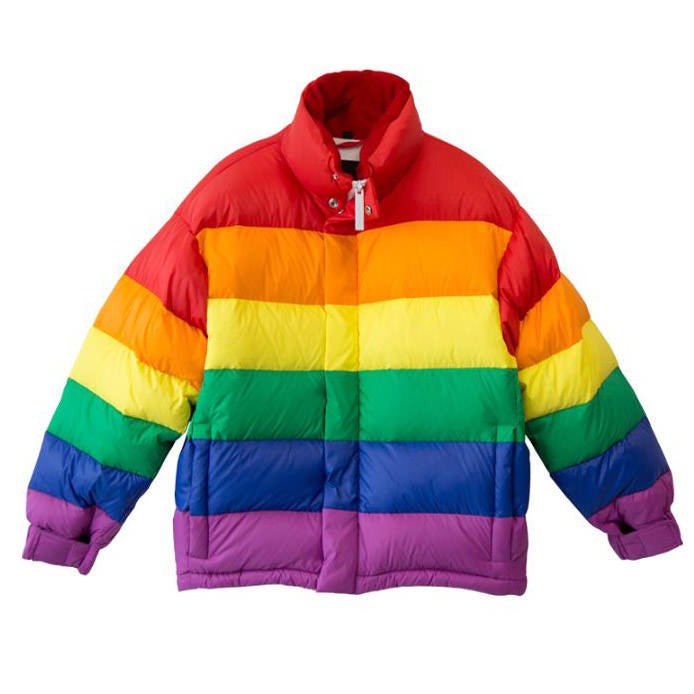 Rainbow Puffer Jacket niche meme polyvore grunge