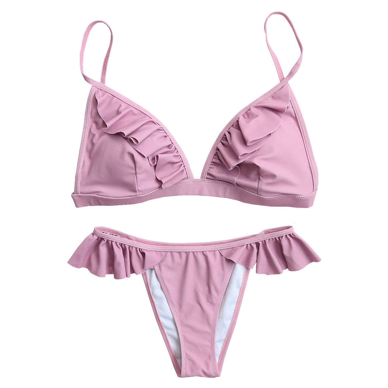 pink Ruffle Bikini Set boogzel