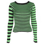 Striped Ribbed Sweater green black boogzel apparel
