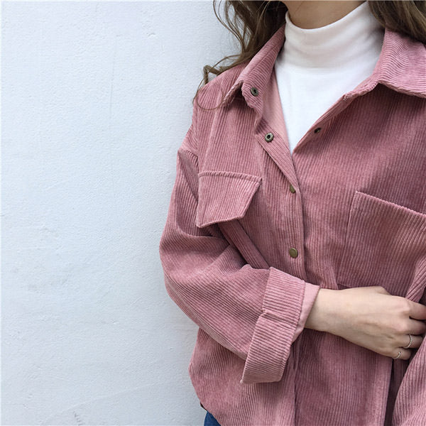 pink corduroy shirt tumblr aesthetic