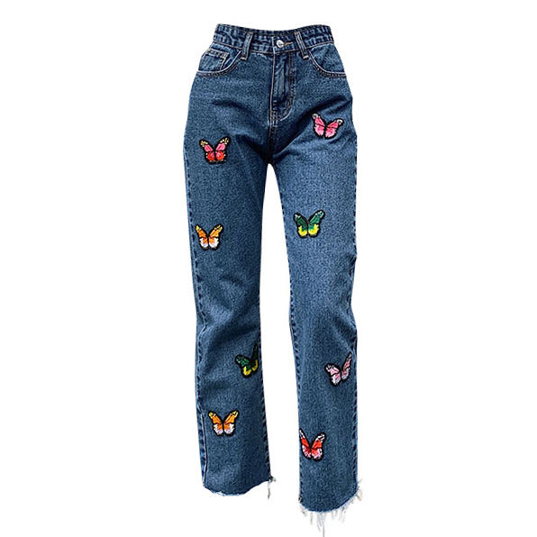 Butterfly Embroidery Jeans