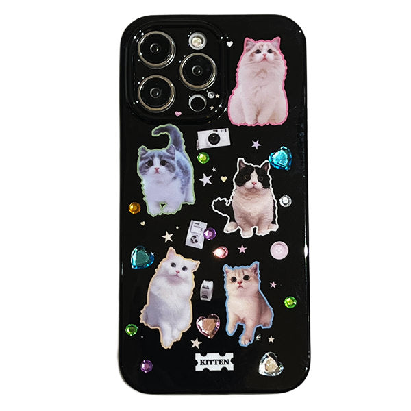 cats rhinestone iphone case boogzel clothing