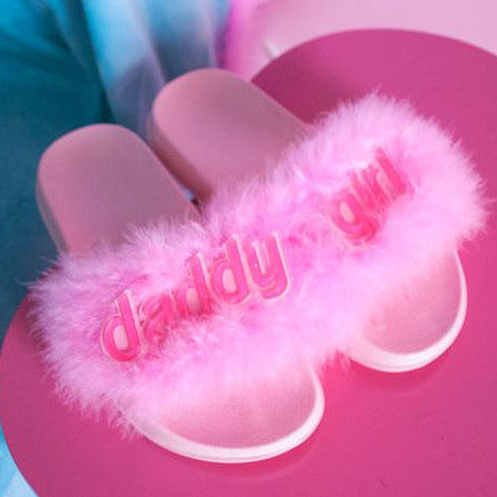 Daddy Girl Fur Sandals - Boogzel Apparel - 1