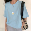 blue daisy embroidery t-shirt boogzel apparel