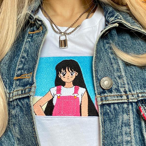 Anime Embroidery T-Shirt boogzel apparel