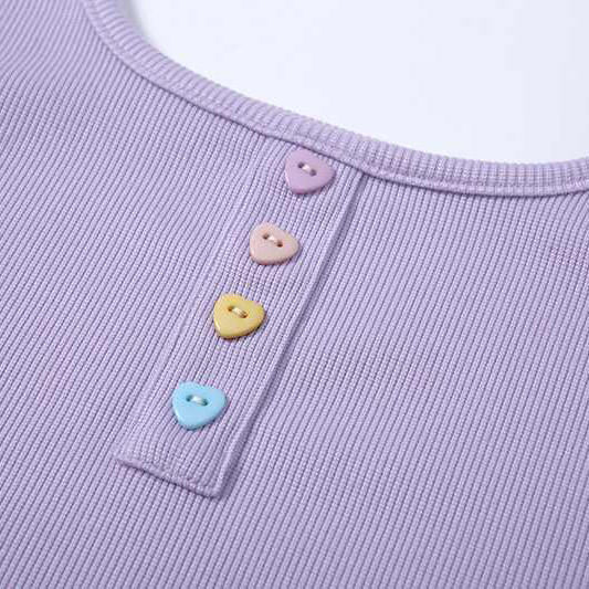 Heart Button Ribbed Top