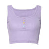 Heart Button Lavender Ribbed Top