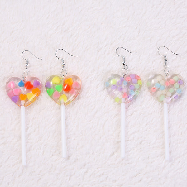 glitter Heart Lollipop candy Earrings
