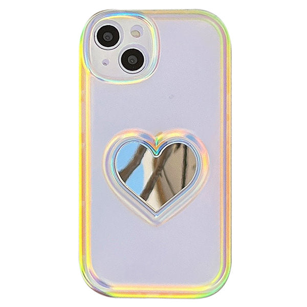 holographic heart mirror phone case boogzel clothing