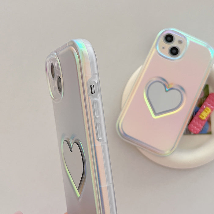 holographic heart phone case boogzel clothing