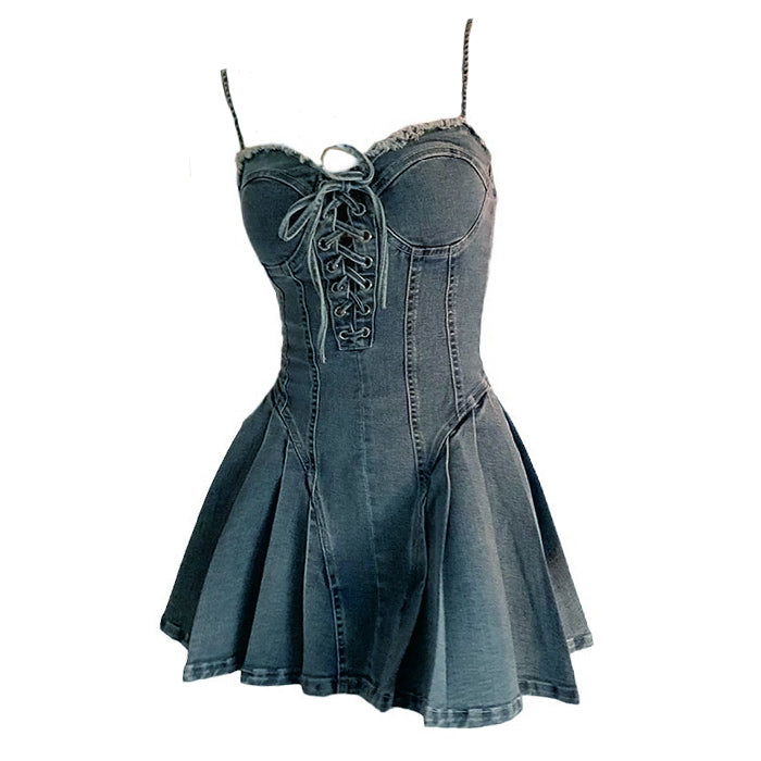 Lace Up Denim Dress | BOOGZEL CLOTHING – Boogzel Clothing