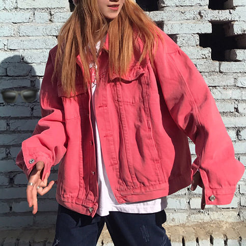 shop pink denim jacket boogzel apparel