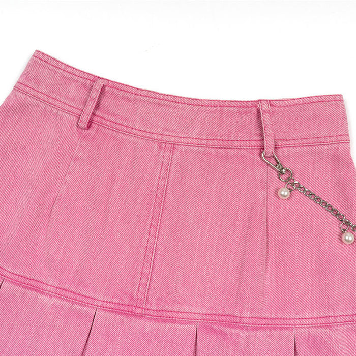 pink denim skirt boogzel clothing