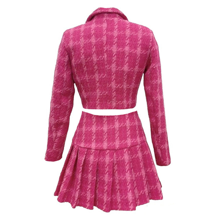 pink tweed jacket and skirt suit boogzel apparel