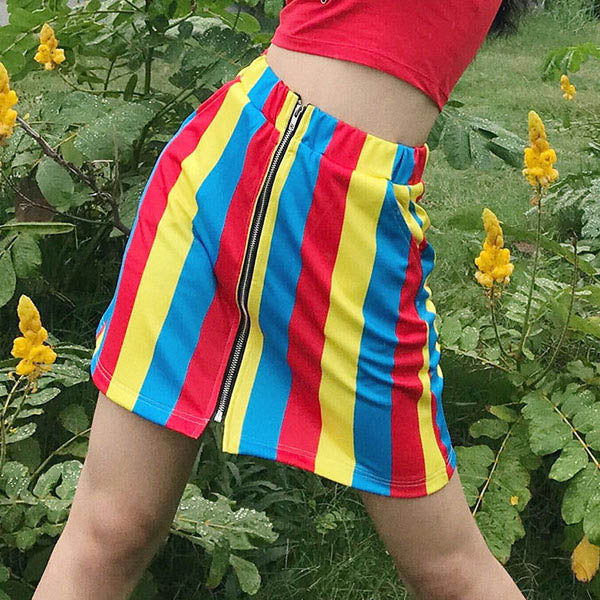 Elastic Waist Striped Skirt
