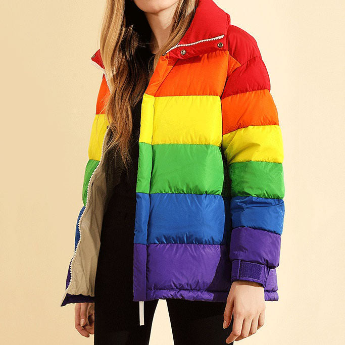 rainbow puffer jacket boogzel 