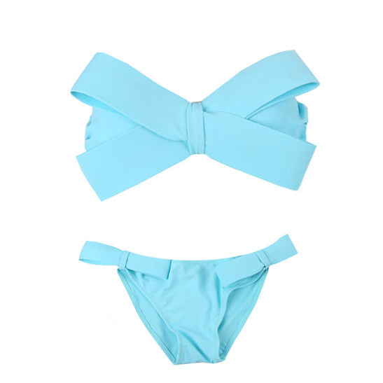 blue Bow Bandeau Bikini Set boogzel apparel 