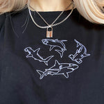 shark embroidery t-shirt boogzel apparel
